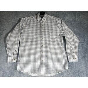 Pendleton Mens Medium White Blue Windowpane Check Cotton‎ Button Down Shirt M